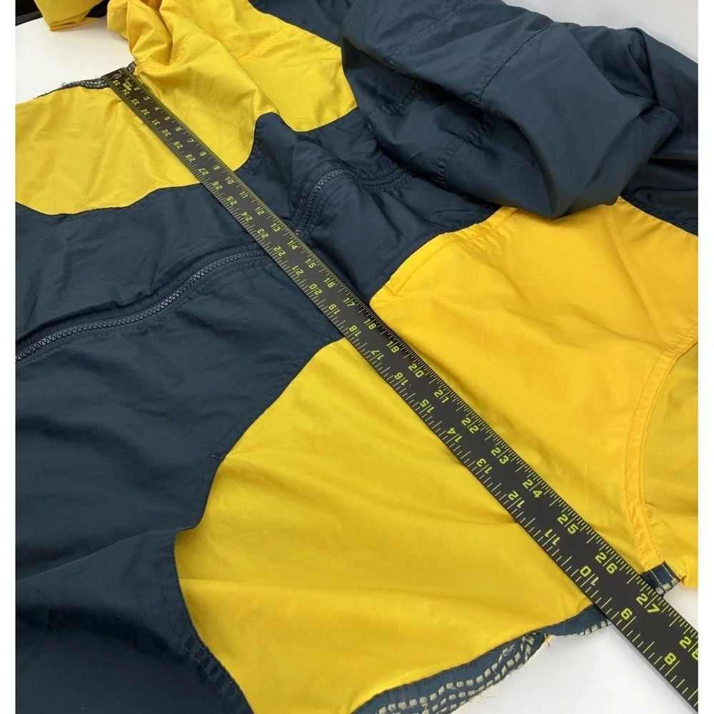 VNTG 90's Adidas Colorblock Windbreaker Jacket Men's‎ XL Navy Yellow Hooded Zip